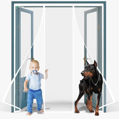 Zanzariera Magnetica per Porta 300x260cm Bianco Chiusura Automatica Varie Taglie, Anti Insetti Traspirante Chiusura Automatica, Maglia Fine, per balconi, cantine, camere da letto e porte scorrevoli