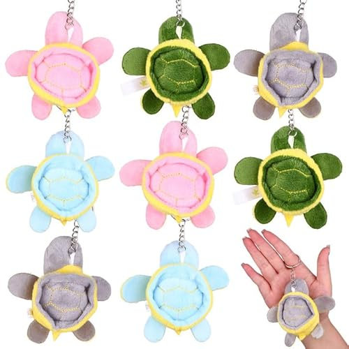 Kklolai 8 Pcs Tortoise Plush Keyring Soft Small Sea Turtle Stuffed Toy Keychain Funny Decorative Cartoon Animal Keychain Stuffed Toys Doll Turtle for Birthday Beach Ocean Party Favor Bag Accessories