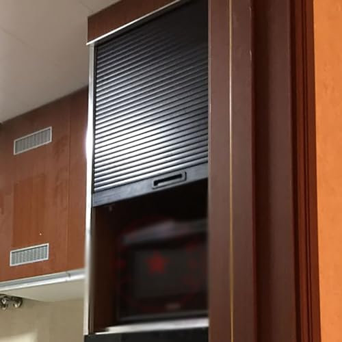 MLYAYE Rollladenschrank, schwarz, ABS, Ersatztüren für Küchengeräte und Garagen – aufrollbares Sideboard, temporäres einziehbares Tor für Hotel/Zuhause/Waschraum/Wohnmobil(80x105cm)