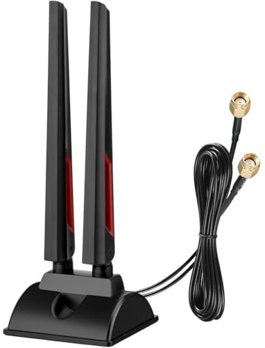 WiFi 6E Tri-Band Antenna 6GHz 5GHz 2.4GHz Gaming WiFi Antenna Magnetic Base with 6.5ft Extension Cable for PC Desktop Computer PCIe WiFi 6E Card Wireless Network Router Security Cameras