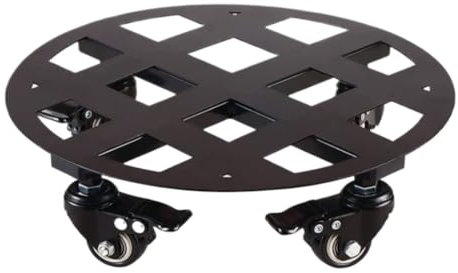 MEIZHITU Transporthilfe Für Pflanzen Eisen-Blumentopf-Gestell, Beweglich, Mit Universalrädern, Rund, Schwarz, Hohl, Blumentopf-Gestell