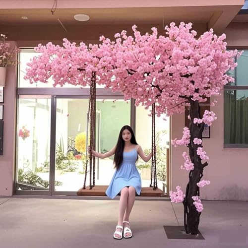 Árbol de cerezo artificial de color rosa claro, hecho a mano, decoración vintage para interiores y exteriores, bodas, fiestas, 150 x 120 cm, impresionante centro de mesa floral