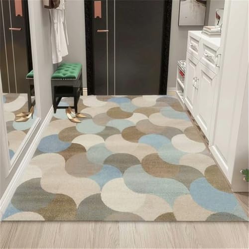 RUGMRZ Outdoor Teppiche 80X120Cm Gegend Mehrfarbig Spiel Teppich Flickenteppich Waschbar Antirutschmatte Für Teppichflurtür Schmutzabweisend rutschfest Kunst Weiß