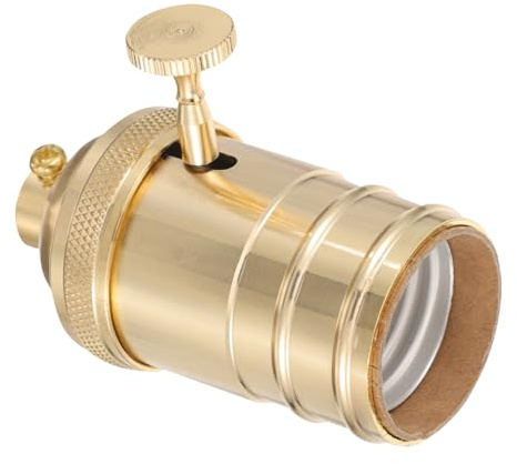 Toddmomy Douille de Lampe Solide Vintage en Alliage D'aluminium Or et Compatible E26 E27, avec Bouton de Réglage, pour Lampes sur Pied Bars et Restaurants