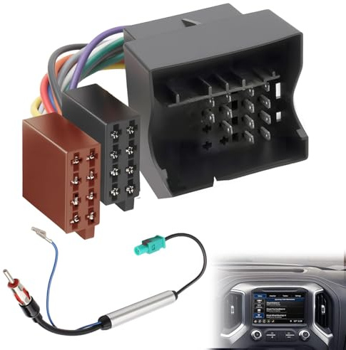 Audioproject A124 Kit adaptador de radio para coche Quadlock a ISO + adaptador de antena Fakra + DIN-ISO Compatible con VW/Ford/Audi/Skoda/Seat/Golf 5 6/Polo 9n Alimentación fantasma Radio para coche