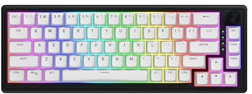 HATOR Skyfall 65 Wireless Tastiera Gaming meccanica senza fili, 65%, Hot-Swap, RGB, Gasket-Mount, N-Key Rollover, 1000Hz, 2.4GHz/Bluetooth 5.3/USB-C, PC/Mac/Linux, US/ANSI Layout (QWERTY), Nero/Bianco