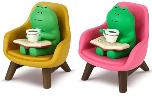 YSFVNP 2PCS Bookshelf Decor, Desk Decorations, Office Decoration Frog Statue, Whimsical Frog Ornament for Desk and Gift