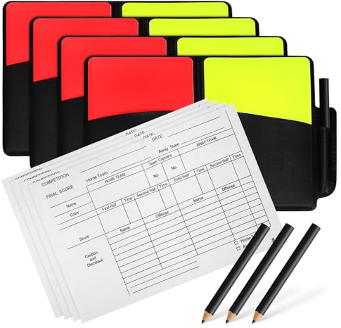 CONGARTENO 4 Set Fotbollsdomarflaggor Domarkort Fotbollsdomarmatchkort Fotbollsdomarkit Utmaning Domare Tillbehör Röda Gula Kort För Fotbollsdomare Volleyboll Rött Kort Pvc