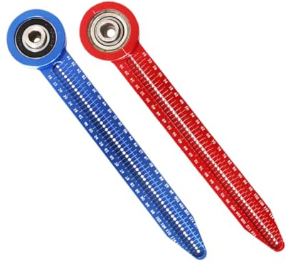 BUGUUYO Compás Portátil de Aluminio Mini para Dibujo y Carpintería Regla Circular Multifuncional para Marcar Líneas y Agujeros Herramienta de Medición Precisa en Rojo y Azul