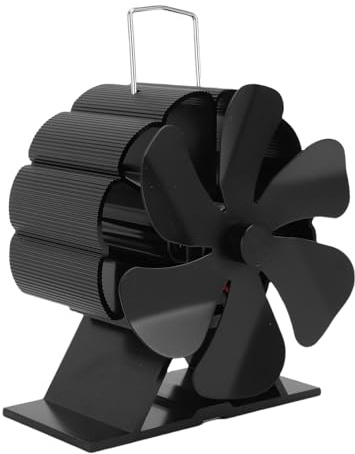 Fockety Wood Stove Fan, Non Electric Aluminum Alloy Heat Powered Fireplace Fan, Thermal Fans with Overheating Protection and 6 Blades for Wood Burning Stove, Pellet and Gas Stoves