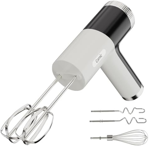 Camic Handmixer mit 9 Geschwindigkeitsstufen, Kabelloser Elektrisch- Handrührgerät mit Schneebesen, Knethaken und Rührstab zum Schlagen von Eiern, Sahne und Marmelade sowie zum Mixen