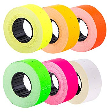 (6 Rollen) MIX 21 x 12 mm farbiger Papieraufkleber Preis Pistole Pricemarker-Etiketten MX-5500
