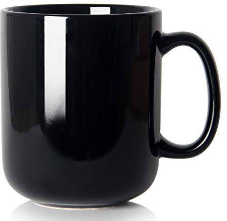 Smilatte 20 OZ Large Coffee Mug, M016 Plain Ceramic Boss Big Tea Cup with Handle for Dad Men, Black