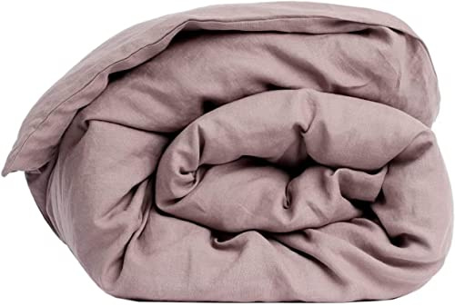 My Linen Home - Housse de couette 100 % lin délavé - Rose poussiéreux - Lavable en machine - Housse de couette avec fermeture éclair - Housse de couette simple 140 x 200 cm