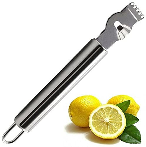 Zitronenschaber/Zestenreißer Zitronenschäler , Edelstahl, Orangenschaler Limettenschäler Obst-Werkzeug Peeling Tool Orange Citrus Peeling Tool mit Kanneliermesser, 16 * 2,6 cm