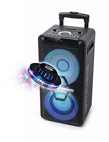 Enceinte - Muse M-1920DJ - avec Batterie, 300 W, CD, Bluetooth et Effets Lumineux (USB, AUX, Télécommande) + Lumière OVNI