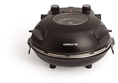 CREATE/PIZZA MAKER/Horno Eléctrico Pizzas Negro/Base de Piedra Especial para cocinar Pizza, 31 CM Diámetro, 1200 W, Temperatura hasta 350°, Niveles Potencia 5, Autoapagado