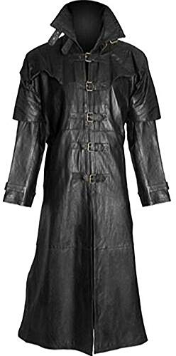 Aksah Fashion Van Helsing Hugh Jackman Steampunk gotico in pelle lungo Trench Costume da uomo, Nero , XXXL