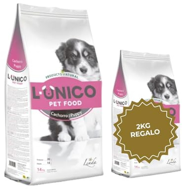 L-Unico Welpenfutter für Welpen, vollständiges und natürliches Futter mit Huhn für Hunde (14 kg)