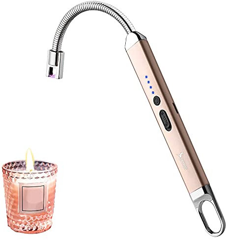 SUPRUS Tändare uppladdningsbar USB-tändare ljusbåge elektrisk tändare ljuständare för camping matlagning (guld)