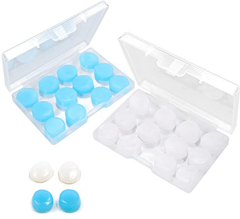12 Pairs Ear Plugs Silicone for Sleep Noise Cancelling Swimming Earplugs, Soft Reusable Ear Plug for Sleeping Snoring Concerts Airplane 27dB