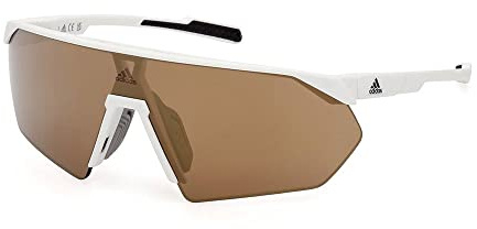 adidas Sport SP0076 Sonnenbrille Damen, Sportliche und Leichte Sonnenbrille, Maskenförmige Linse, Verspiegelte Roviex-Linsen, Weiß