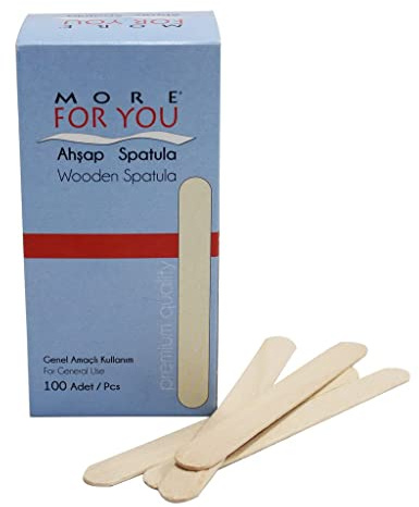 More For You Lot de 100 spatules buccales en bois | Non stériles pour une utilisation externe | Spatules buccales pour examen ou application de cire | Spatules 1,8 cm x 15 cm