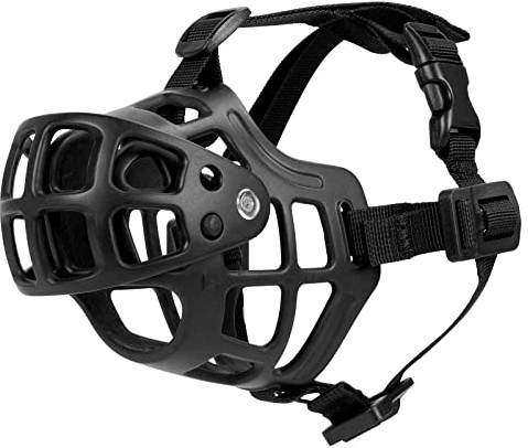 Avaner Maulkorb für Hunde, Weicher Hundemaulkorb aus Nylon und Gummi, Silikon-Korb Hund Maulkörbe mit reflektierenden Streifen, Verhindert Bellen, Beißen und Kauen Schwarz (Größe L)