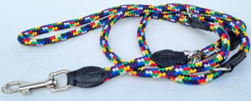 HUNDELEINE, Runde Leine, 225cm/8mm, 225cm/10mm, 225cm/12mm, 235cm/14mm Flechtschnur + 3xVerstellbar *Regenbogen* (225cm/8mm/10kg)