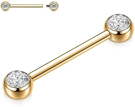 hengkaixuan G23 Titan bröstvårta skivstång 14 g bröstvårtsring bröstvårta smycken bro skivstång internt gängad bröstvårta piercing kroppspiercing smycken för kvinnor, 12 mm, Titan, Ingen ädelsten