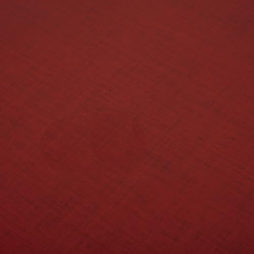 Wachstuch Tischdecke oval abwaschbar Leinenoptik grob Struktur Gartentischdecke fleckenabweisend (Rot, 140x180 cm)