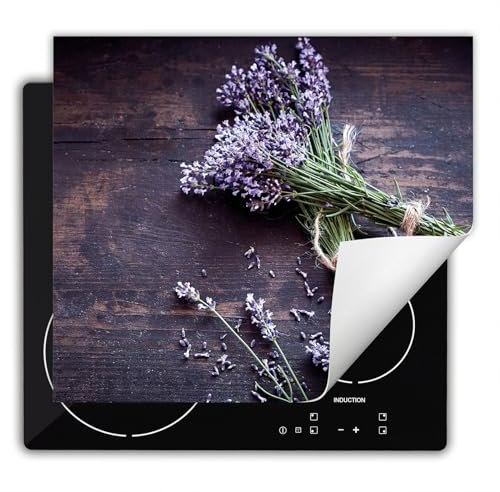 DarHaus Herdabdeckplatte Einteilig Küche Herdabdeckung Ceranfeld Herdabdeckplatten Anti Rutsch Matte Aufrollbar 60x52 cm, Lavendel - Holz