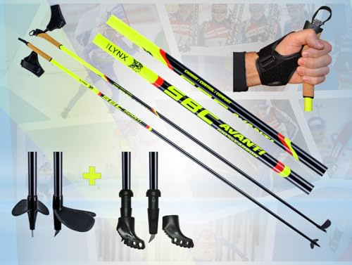 Sportlynx Avanti100% Carbon Langlaufstock Skating Rollski Skiroller Stöcke Nordic Blading Skike (Widia Spitze mit Gummipads)