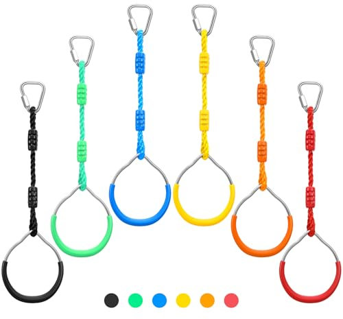 PELLOR Kids Monkey Bars and Gymnastic Rings - Multifunctional Backyard Playground Play Sets for Obstacle Ring, Trapeze Bar, Climbing Frame, and Training