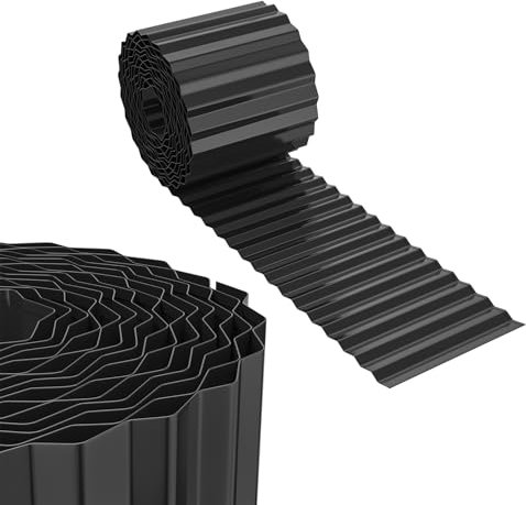 NAIZY Bordure de parterres de fleurs en métal galvanisé 10 m 15 cm Largeur de bricolage flexible pour plantes de jardin, légumes, floral, noir