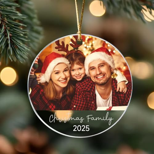 HOBULL Personalisierte Weihnachtskugeln mit Foto, Christbaumkugel Anhänger Personalisiert Keramik Weihnachtskugel Bild, Weihnachtsbaumschmuck Geschenke für Mama, Papa, Haustiere, Kinder, Freunde