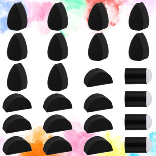 24 Stück Gesichtsbemalungsschwämme für Gesichtsbemalung Erwachsene Schwarze Schwämme Hohe Dichte für Kunst und Körperfarbe Make-Up und Körperfarbe Gesichtsbemalungsschwämme Set