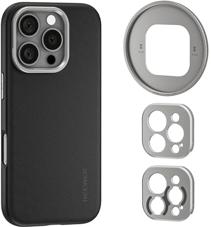 NEEWER Handyhülle für 16 Pro, rutschfeste,TPU/PC Schutzhülle mit modularen hinteren Platten für 67mm Gewindefilter/17mm Objektiv/T Mobtage Objektiv kompatibel mit iPhone 16 Pro MagSafe Moment PA083P