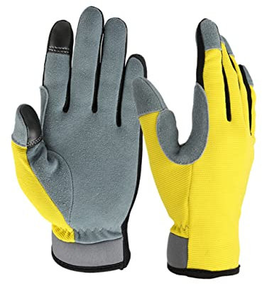 INOOMP Handschuhe Herren Palm Utility Handschuhe Für Arbeiten Gartenarbeit Mechanik Gelb