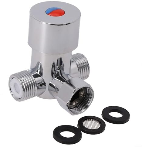 Besshepplo Heißes und kaltes Thermostatventil, Induktions-Wasserhahn-Fußventil, Waschbecken, Warmwasserbereiter, 2-in-1-Out-Thermostat-Mischventil