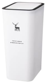 10L Bin, Plastic Garbage Container Bin with Press Top Lid, Waste Basket for Kitchen Bathroom Bedroom Living Room Office,Waste Paper Bin (White)