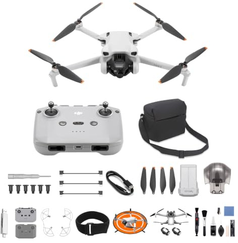 DJI Mini 3, Leichte und Faltbare (Mehrere Zubehörteile Bundle) | Mini-Kameradrohne 4K HDR-Video, 38 min Flugzeit, echten vertikalen Aufnahmen und intelligenten Funktionen, C0