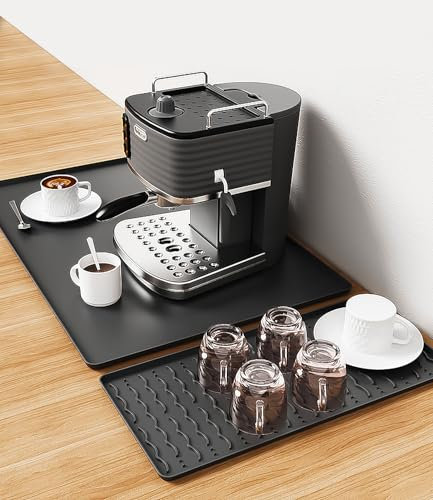 Xespis Unterlage Kaffeemaschine 60x40cm, Silikonmatte Kaffeemaschine mit Rand & Abtropfmatte - Antirutsch, Wasserdichte Unterlage für Kaffeemaschinen und Kaffeevollautomaten für Theke, Küche & Spüle
