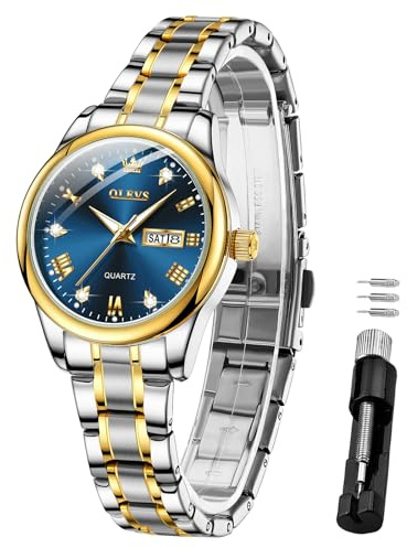 OLEVS Women Watch Stainless Steel Waterproof Diamond Small Face Quartz Analog Ladies Watches Fashion Gold Dial Women Wrist Watch