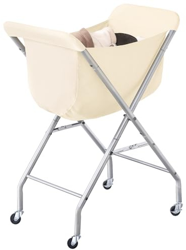 ELYKEN Carrello per bucato con ruote, cesto portabiancheria facile da rotolare da 81 cm di altezza con sacchetto interno removibile da 52 L, robusto cesto per vestiti con struttura in metallo e 4