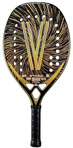 VIRUS Storm Raqueta Beach Tennis Profesional – Carbono 3K, Black EVA Soft, Balance Medio, Potencia y Precisión, Incluye Funda
