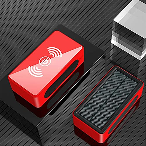 Batterie Externe Solaire 99 000 mAh, Chargeur Portable sans Fil, Grande capacité, LED, étanche, Rouge