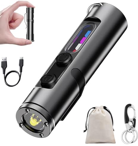 Taclites Mini - The Ultimate Everyday Micro Tool, Linterna Táctica Recargable LED Magnética Superbrillante, Alto Flujo Luminoso con 3 Niveles de Brillo, Impermeabile, Regali per Uomini (Negro)