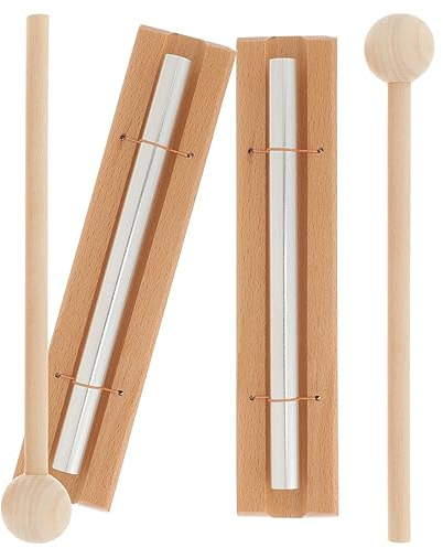 Milisten Handglocken mit Klarem Klang und Langer Vibration 2 Stück aus Aluminium und Holz als Perkussions Schlaginstrument für Meditation und Unterricht