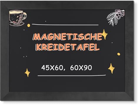 DOLLAR BOSS Magnetische Kreidetafel 90x60cm, Magnettafel Schwarz Blackboard
